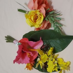 2 Faux Flower Bouquets